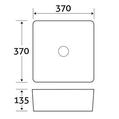 Plum&Clay Halo Gloss White Ceramic Square Counter Top Basin (W)370mm