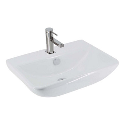 Plum&Clay Hamilton Bathroom Ceramic White Semi Recessed Gloss Finish Basin Sink
