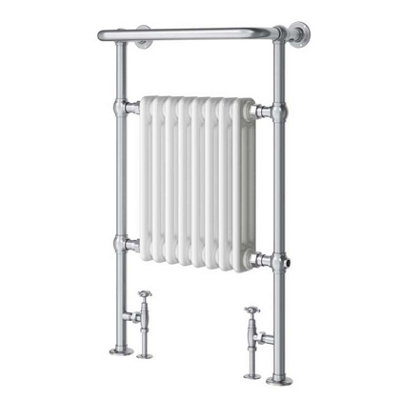 Plum&Clay Hampton White & Chrome Heated Towel Rail (W)600mm (H)940mm