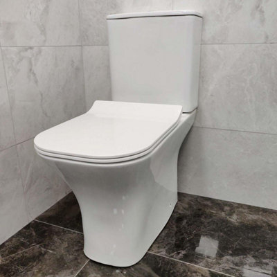 Plum&Clay Harland White Ceramic Toilet Pan with Eco Flush & Soft Closing Toilet Seat