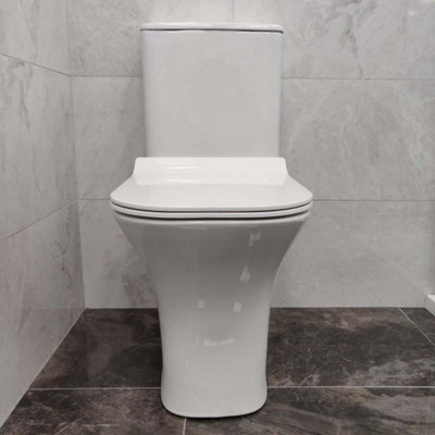 Plum&Clay Harland White Ceramic Toilet Pan with Eco Flush & Soft Closing Toilet Seat