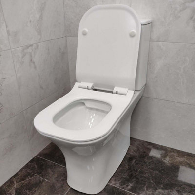 Plum&Clay Harland White Ceramic Toilet Pan with Eco Flush & Soft Closing Toilet Seat