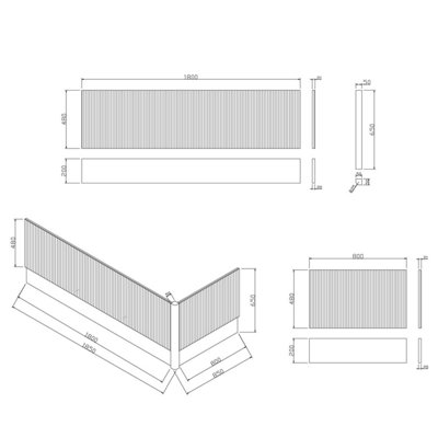 Plum&Clay Harper Ribbed Oak Effect Front Bath Panel 1800mm Adjustable ...