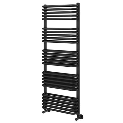 Plum&Clay Hattie Matt Black Heated Towel Rail (H)1269mm (W)500mm