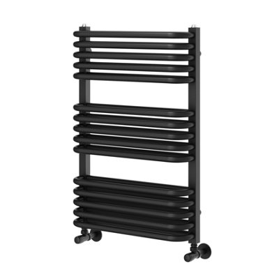 Plum&Clay Hattie Matt Black Heated Towel Rail (H)736mm (W)500mm