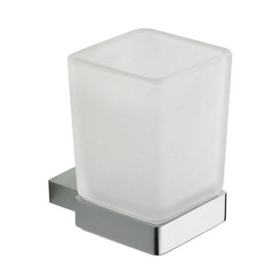 Plum&Clay Havana Wall Mounted Chrome Toothbrush Holder with Glass Tumbler