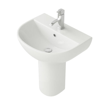 Plum&Clay Herald Round 1 Tap Hole Basin & Semi Pedestal Bathroom Sink