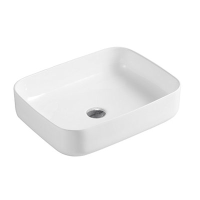 Plum&Clay Homer Gloss White Ceramic Rectangular Counter Top Basin (W)510mm (D)400mm