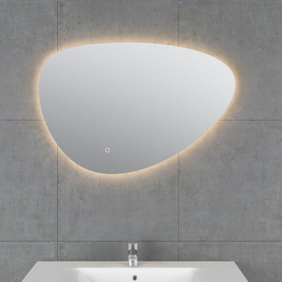 Plum&Clay Iris Frameless Pebble LED Backlit Bathroom Mirror (H)55cm (W)80cm