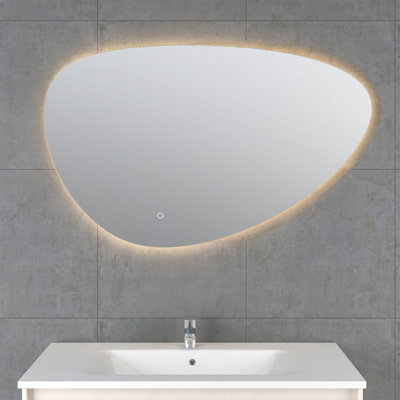 Plum&Clay Iris Frameless Pebble LED Backlit Bathroom Mirror (H)68cm (W)100cm