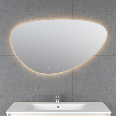 Plum&Clay Iris Frameless Pebble LED Backlit Bathroom Mirror (H)68cm (W)120cm