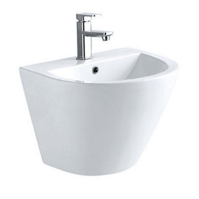 Plum&Clay Isaac Curved Design Wall Hung Ceramic Basin with One Tap Hole (W)530mm