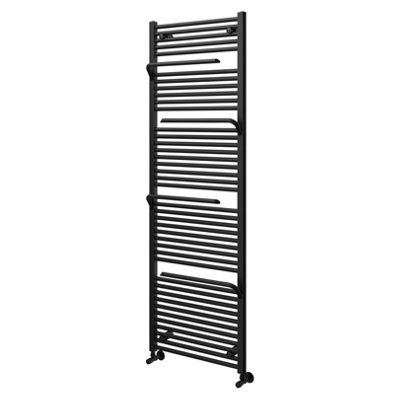 Plum&Clay Jenna Black Heated Towel Rail (H)1800mm (W)550mm