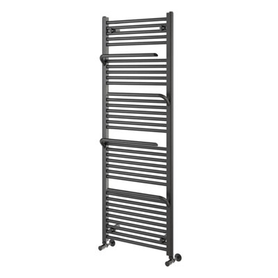 Plum&Clay Jenna Gun Grey Heated Towel Rail (H)1500mm (W)550mm