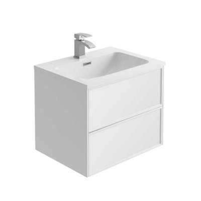 Plum&Clay Jenner White Wall Hung Vanity Unit & Basin Set (W)600mm (H)500mm Price Comparisons | Compare The Build
