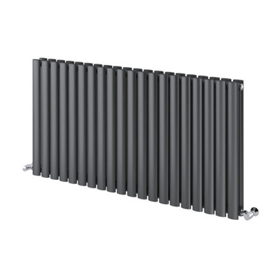 Plum&Clay Kensington Grey Double Horizontal Radiator (H)600mm (W)1180mm