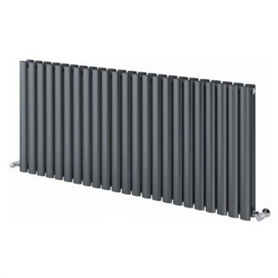 Plum&Clay Kensington Grey Double Horizontal Radiator (H)600mm (W)1360mm