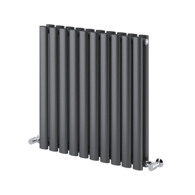 Plum&Clay Kensington Grey Double Horizontal Radiator (H)600mm (W)590mm