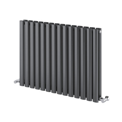 Plum&Clay Kensington Grey Double Horizontal Radiator (H)600mm (W)820mm