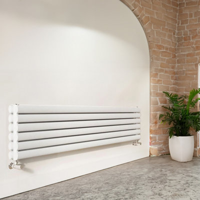 Plum&Clay Kensington White Double Horizontal Radiator - 350x1800mm