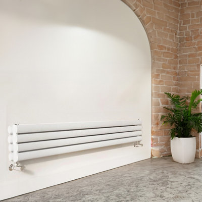 Plum&Clay Kensington White Double Horizontal Radiator (H)235mm (W)1800mm