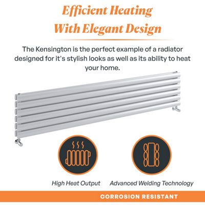 Plum&Clay Kensington White Double Horizontal Radiator (H)350mm (W)1800mm
