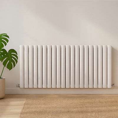 Plum&Clay Kensington White Double Horizontal Radiator (H)600mm (W)1180mm