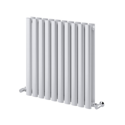 Plum&Clay Kensington White Double Horizontal Radiator (H)600mm (W)590mm