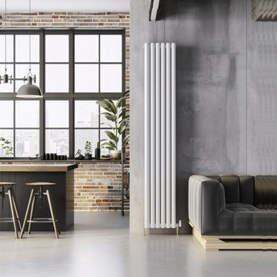 Plum&Clay Kensington White Double Vertical Radiator (H)1800mm (W)350mm