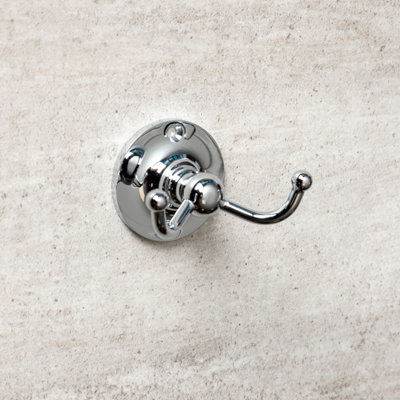 Plum&Clay Kingham Bathroom Wall Mounted Chrome Double Traditional Robe Hook