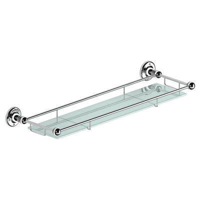 Plum&Clay Kingham Bathroom Wall Mounted Chrome Glass Shelf (W)56cm