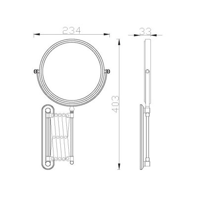 Plum&Clay Kingham Bathroom Wall Mounted Extendable Shaving Mirror