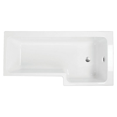 Plum&Clay Lazaro Right Hand White Super-Strong Acrylic L-Shaped Shower Bath (L)1700mm (W)820mm