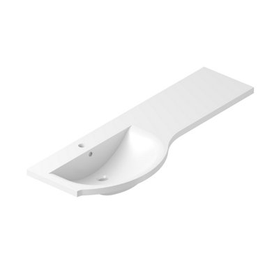 Plum&Clay Left Hand L-Shaped Curved Semi-Recessed Shallow Depth Basin with Worktop (L)1544mm