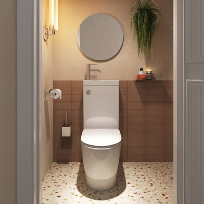 Plum&Clay Liora 2 in 1 Close Coupled Rimless Toilet with Basin inc. Chrome Tap