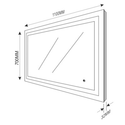 Plum&Clay Luca LED Illuminated Backlit Bathroom Mirror with White and Blue Light (H)700mm (W)1100mm