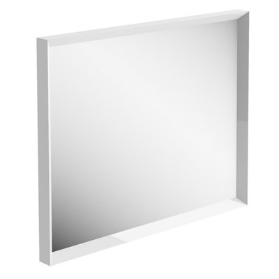 Plum&Clay Luna Gloss White Framed Bathroom Mirror - (H)60cm (W)75cm