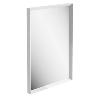 Plum&Clay Luna Gloss White Framed Bathroom Mirror (H)80cm (W)55cm