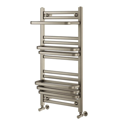 Plum&Clay Mabel Brushed Nickel Heated Towel Rail (W)500mm (H)1000mm