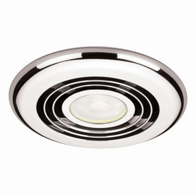 Plum&Clay Matira Chrome Medium Bathroom Ceiling Extractor Fan With LED Light
