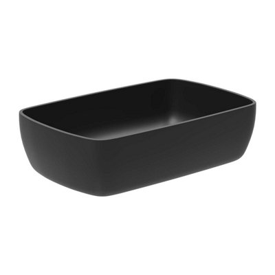 Plum&Clay Meadow Matt Black Stone Rectangular Counter Top Basin (W)550mm (D)350mm