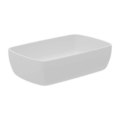 Plum&Clay Meadow Matt White Stone Rectangular Counter Top Basin (W)550mm (D)350mm