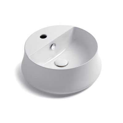 Plum&Clay Melrose Gloss White Ceramic Round Counter Top Basin (W)420mm