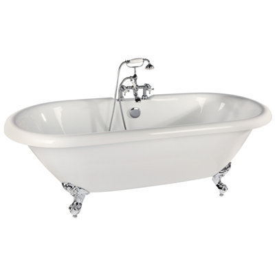 Plum&Clay Mercy White Freestanding Acrylic Bath with Chrome Feet (L)1750mm (W)800mm
