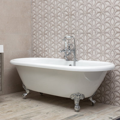 Plum&Clay Mercy White Freestanding Acrylic Bath with Chrome Feet (L)1750mm (W)800mm