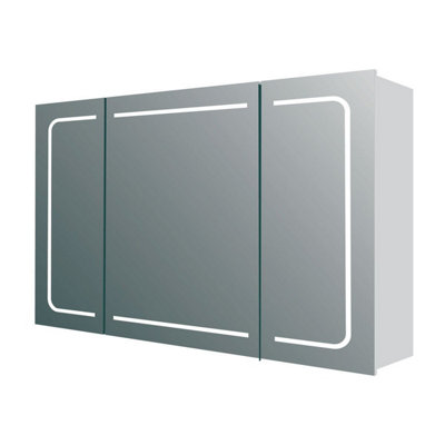 Plum&Clay Midas Triple LED Bathroom Mirrored Wall Cabinet (H)63cm (W)86cm