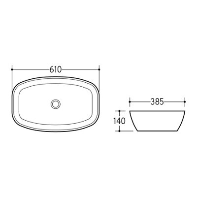 Plum&Clay Miyagi Gloss White Ceramic Rectangular Counter Top Basin (W)600 (D)380mm