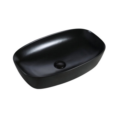 Plum&Clay Miyagi Matt Black Ceramic Rectangular Counter Top Basin (W)600 (D)380mm