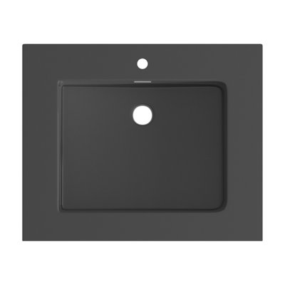 Plum&Clay Nebula Black Polymarble Resin Bathroom Vanity Basin (W)60cm