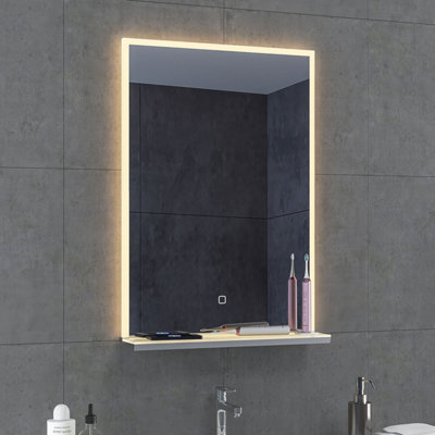 Plum&Clay Nexus LED Illuminated Bathroom Mirror with Wireless Phone & Toothbrush Charger (H)700mm (W)800mm